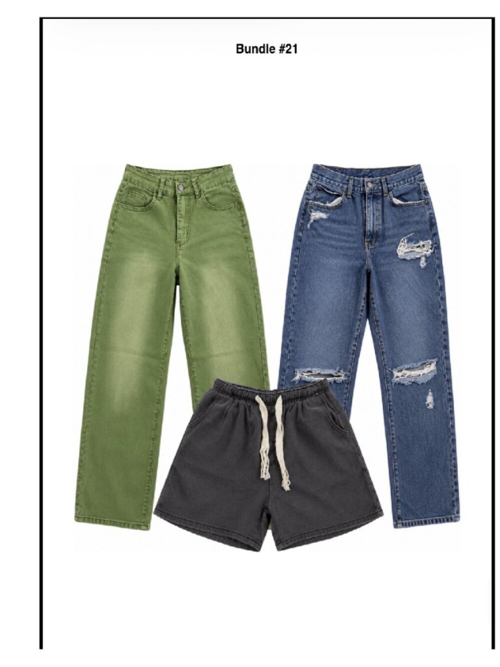 BUNDLE #21  🖤🖤 Distressed Jeans Olive Pants & Gray Shorts 🖤🖤